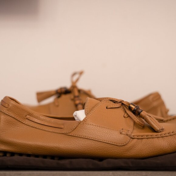 Gucci Men\'s Tan Drivers with Bamboo Size 8 main image 5